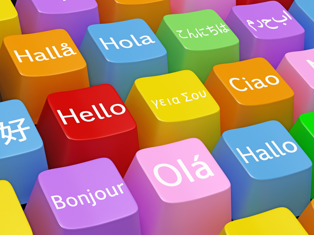 Hello in different languages on keyboard key